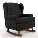 Ver imagem 3 de Kit 02 Poltronas De Amamentação Com Balanço Malu Base De Madeira P02 Linho Chumbo - Lyam Decor