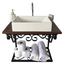 Ver imagem 1 de Bancada Pequena Rococó em Ferro Para Lavabo e Banheiros Libertas Rosas Artesanato Bancada Rococó 50c