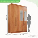 Ver imagem 7 de Guarda Roupa 4 Portas 2 Gavetas Mdp com Espelho Cinamomo