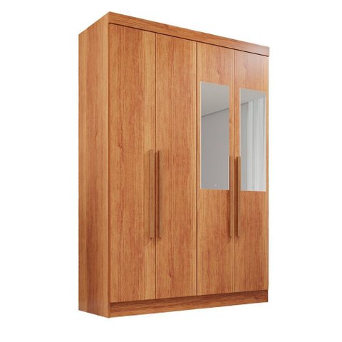 Guarda Roupa 4 Portas 2 Gavetas Mdp com Espelho Cinamomo