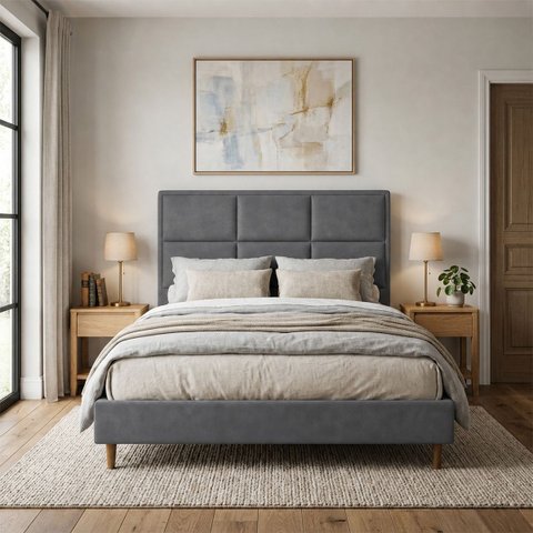 Cabeceira para Cama Casal Estofada 1,38 ,Mts Alice Vilajo: Suede Cinza