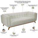 Ver imagem 3 de Sofá 03 Lugares para Sala de Estar Pés em Madeira 240cm Florian M03 Bouclê Bege Claro - Lyam Decor