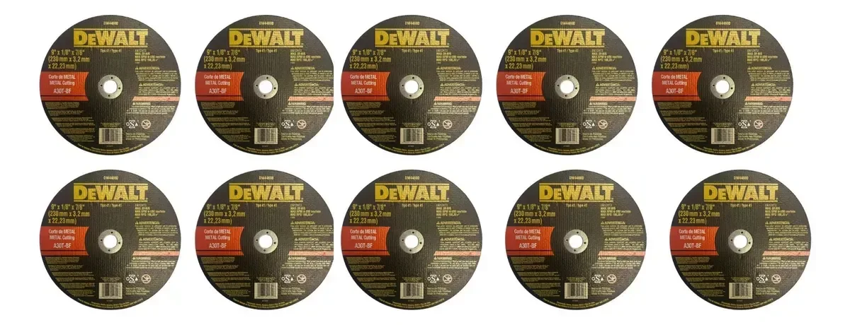Dewalt Dw44600 Disco de Corte Metal - 9'' X 3,2mm X 7/8'' 10 Unidades