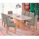 Ver imagem 1 de Conjunto Sala de Jantar Mesa Helena 210x100 Cm e 8 Cadeiras Paola Wood Cimol Madeira/offwhite/joli