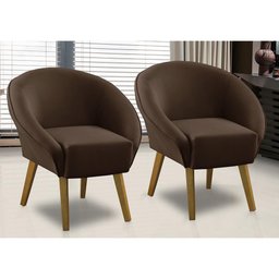 Kit 2 Poltronas Para Sala Decorativa Milena Veludo Marrom Adonai Estofados - 1