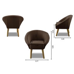 Kit 2 Poltronas Para Sala Decorativa Milena Veludo Marrom Adonai Estofados - 2