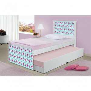 Cama Bicama Juvenil Adesivada Flamingos com Colchões