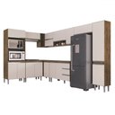 Ver imagem 2 de Armário de Cozinha Thalia 17 Portas 3 Gavetas Itauba/off White - Pnr Móveis