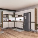 Ver imagem 1 de Armário de Cozinha Thalia 17 Portas 3 Gavetas Itauba/off White - Pnr Móveis