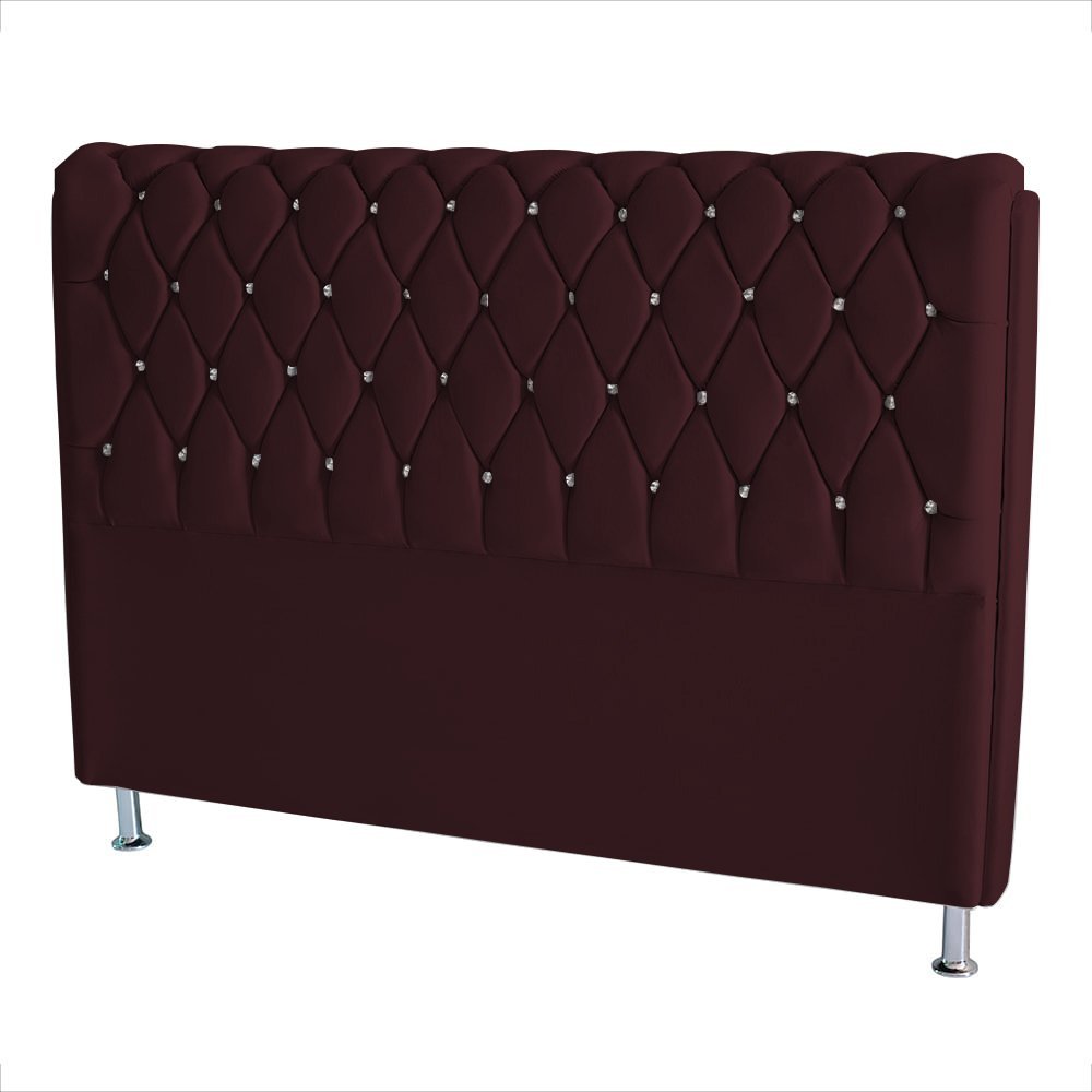 Cabeceira de Cama Box Londres King 195 Cm Suede Botão de Strass Bordo Ec Móveis - 2