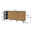 Ver imagem 3 de Buffet Aparador 180cm Toronto Marrom/Lamina Mel/Preto
