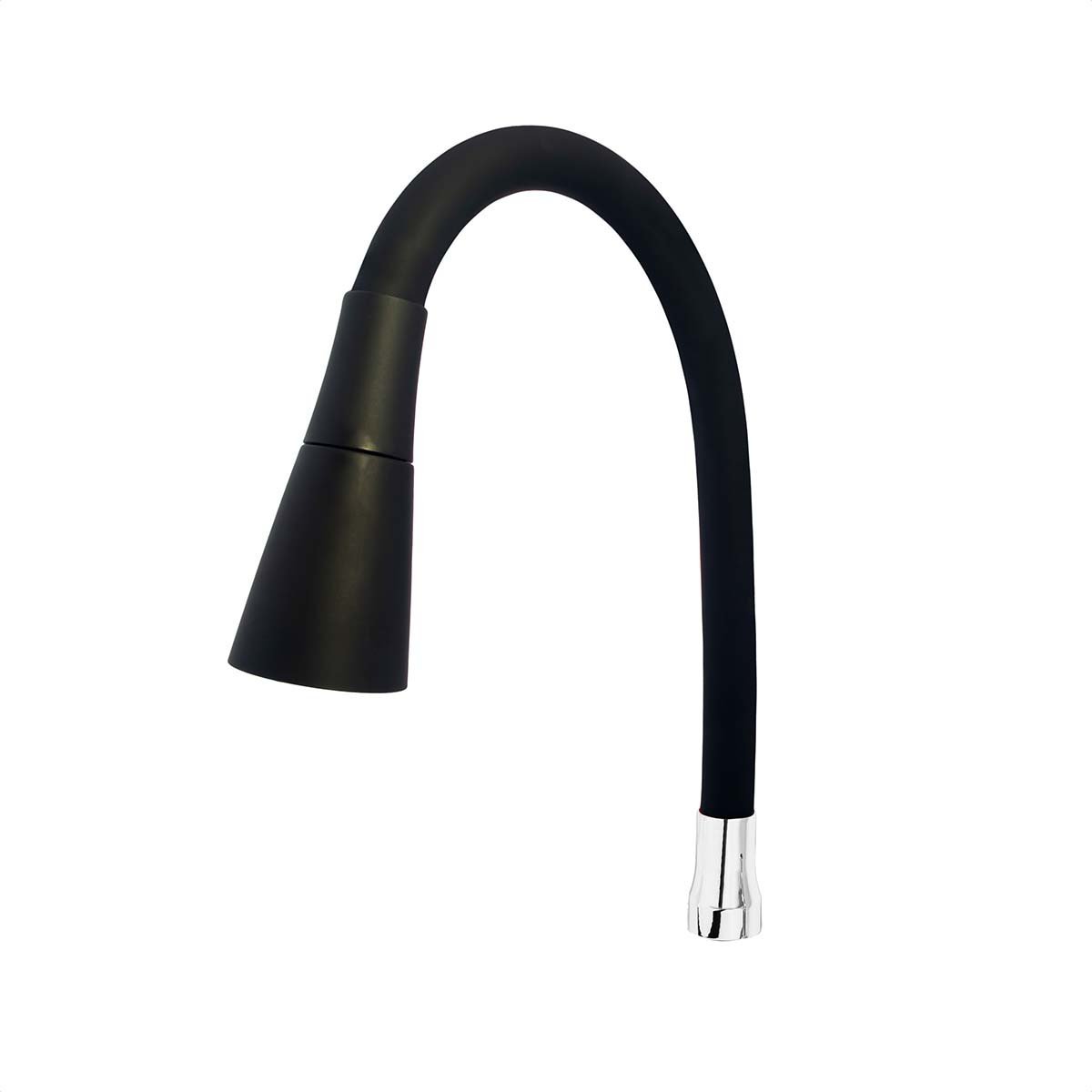 Tubo Flexível Silicone Preto E Arejador Cone Duplo Jato