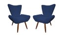 Ver imagem 1 de Kit 2 Poltronas Decorativa Emilia Suede Azul Marinho Pés Madeira Mz Decor