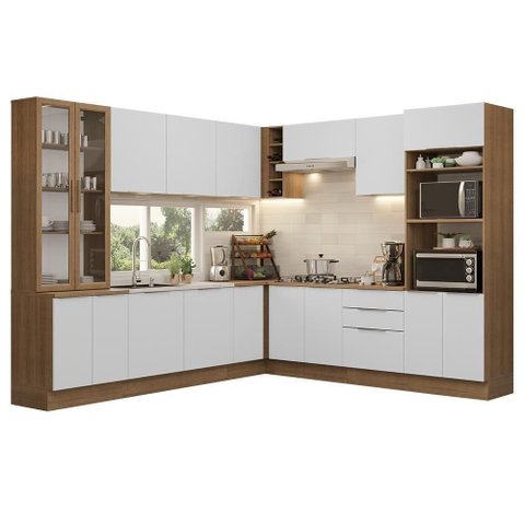 Armário de Cozinha Completa 549cm Rustic/branco Stella Madesa 01 Rustic/branco