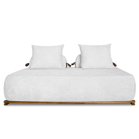 Sofá 2 Lugares 160cm Ilha Base Madeira Viero S06 Bouclê Branco - Mpozenato