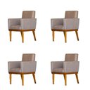 Ver imagem 1 de Kit 4 Poltronas Bela Base de Madeira Maciça - Suede Bege