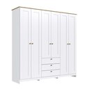 Ver imagem 4 de Guarda-Roupa Casal 182cm 6 Portas 3 Gavetas RP2630 Branco/Ipê - Decibal