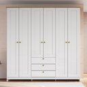Ver imagem 1 de Guarda-Roupa Roupeiro Casal 6 Portas 3 Gavetas 182cm Branco/Ipê - Decibal