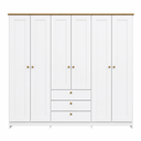 Ver imagem 2 de Guarda-Roupa Casal 182cm 6 Portas 3 Gavetas RP2630 Branco/Ipê - Decibal