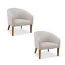Ver imagem 2 de Poltrona Sala Decorativa Kit 2 Stella Pé Madeira Trapézio Castanho Linho D03 - D’Rossi