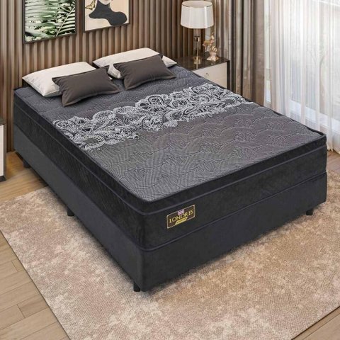 Cama Box Conjugado Casal com Colchão 138x71x188 Londres Gazin Cr35319 Preto