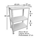 Ver imagem 6 de Estante de Aço Mini com 3 Prateleiras 45x27cm 45kg Coluna Bipartida Para Escritório Branca