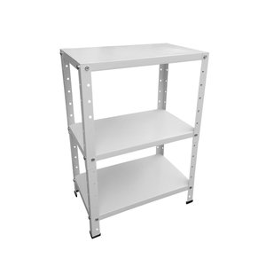 Estante de Aço Mini com 3 Prateleiras 45x27cm 45kg Coluna Bipartida Para Escritório Branca