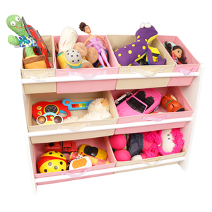 Organizador de Brinquedo Infantil Especial Rosa e Bege