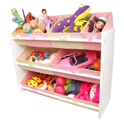 Organizador de Brinquedo Infantil Especial Rosa e Bege - 3