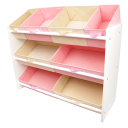 Organizador de Brinquedo Infantil Especial Rosa e Bege - 4