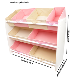 Organizador de Brinquedo Infantil Especial Rosa e Bege - 5