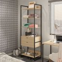 Ver imagem 2 de Kit 2 Guarda Roupas Closet Indy 2 Gavetas 4 Prateleiras F02 Nature Texturizado - Mpozenato