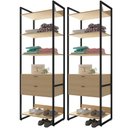 Ver imagem 1 de Kit 2 Guarda Roupas Closet Indy 2 Gavetas 4 Prateleiras F02 Nature Texturizado - Mpozenato