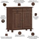 Ver imagem 4 de Aparador Buffet para Sala de Jantar 2 Portas 2 Gavetas Rústico Lazuli F06 Café - Lyam Decor