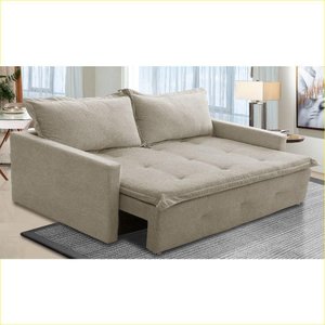 Sofá sem Caixa Retrátil e Reclinável 1,65m com Molas Maira Boucle Bege Rover & Beato