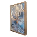 Ver imagem 1 de Quadro Decorativo Caixa Alta com Vidro Abstrato Mármore Azul Perolado TaColado Moldura Madeira 90 x