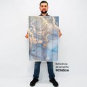Ver imagem 2 de Quadro Decorativo Caixa Alta com Vidro Abstrato Mármore Azul Perolado TaColado Moldura Madeira 90 x