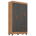 Ver imagem 1 de Guarda Roupa Solteiro Lite 4 Portas Nature Cinza – Móveis Leão
