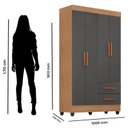 Ver imagem 2 de Guarda Roupa Solteiro Lite 4 Portas Nature Cinza – Móveis Leão