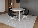 Ver imagem 1 de Mesa Industrial Base Ferro Branco em V Tampo 110cm Branco 4 Cadeiras Pretas Ferro Branco