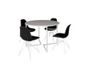 Ver imagem 2 de Mesa Industrial Base Ferro Branco em V Tampo 110cm Branco 4 Cadeiras Pretas Ferro Branco