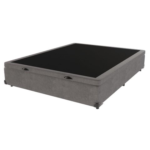 Base Box Baú Casal Bege de Madeira 138cm Kazamix Cor:cinza