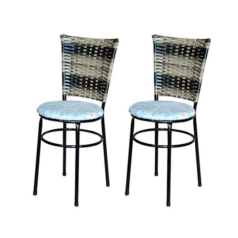2 Cadeiras para Cozinha Preta Hawai Cappuccino Premium Assento Floral Cor:floral Gelo