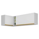 Ver imagem 1 de Kit Armário de Cozinha Aéreo Canto 90cm e Aéreo 120cm Veneza Multimóveis Mp2148 Branco/dourado