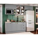 Ver imagem 1 de Kit Cozinha Modulada 7 Peças Americana 4 Aéreos + 2 Balcões + 1 Complemento sem Pia Cz140 Cinza