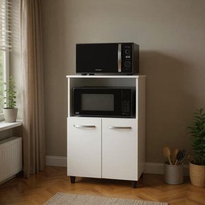 Balcão Multiuso Dispensa para Microondas 2 Portas - Branco