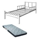 Ver imagem 1 de Cama Solteiro Tubolar/aço, Colchao D28 Alojamento,dormitorio:cama e Colchao/branco