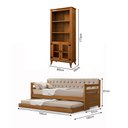 Ver imagem 4 de Kit Sofá-Cama Verona e Livreiro com 2 Portas de Madeira Madri Alto Padrão Multifuncional Freijó