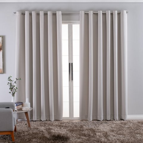 Cortina Tecido Blackout Off White 300x170cm para Varão Fastlar Cortina para Varão