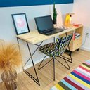 Ver imagem 2 de Mesa para Escritório Industrial de Ferro Natural e Preto